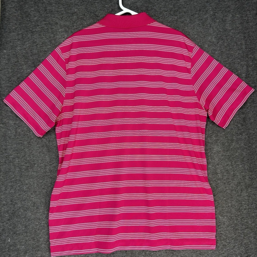Nike Golf Polo Mens XL Pink stripe Short Sleeve Sea Pines Resort Dri Fit - Picture 10 of 11